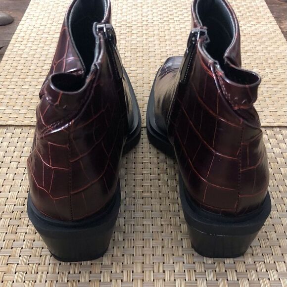 Franco Sarto Fina Croc Embossed Western Ankle Boots Mahogany Size 5 - Picture 6 of 9